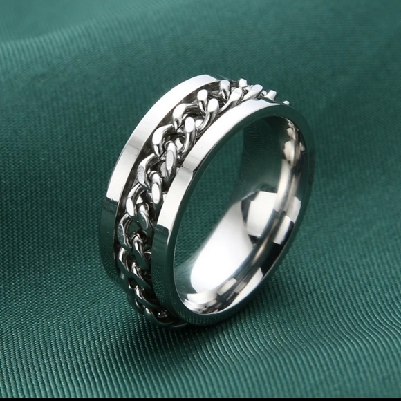 Unisex Silver Spinning Chain Ring - Picture 4 of 4